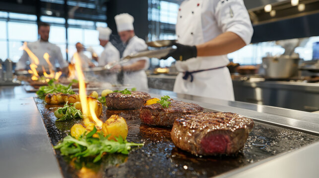 High-energy steak showdown a culinary competition in the modern kitchen arena