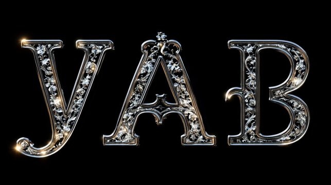 Creative typography with metallic letters spelling YAB