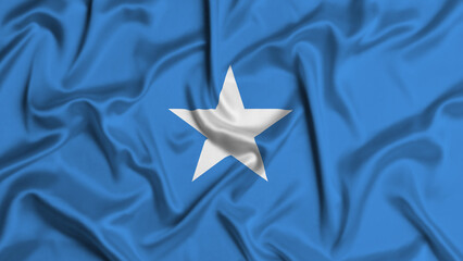 Fototapeta premium Somalia silk flag waving in the wind background