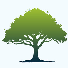 Obraz premium Gradient Green Tree with Lush Foliage Illustration