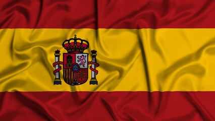 Obraz premium Spain silk flag waving in the wind background