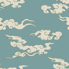 Obraz premium Seamless cloud pattern, Japanese art, oriental art