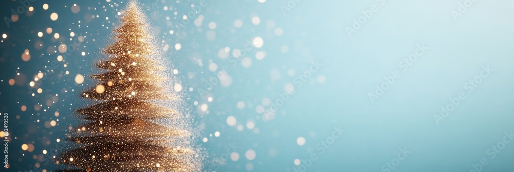 Poster digital holiday magic enchanting christmas tree with holographic glow in a serene winter setting