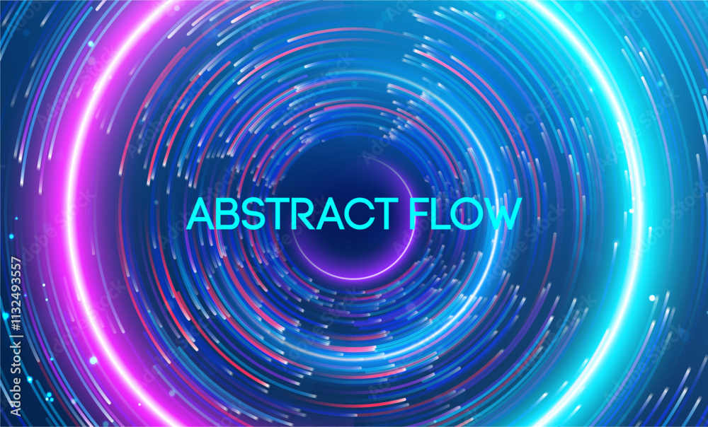 Fototapete abstract flow highlighted in a vibrant swirl of neon energy and motion. big data and data science in