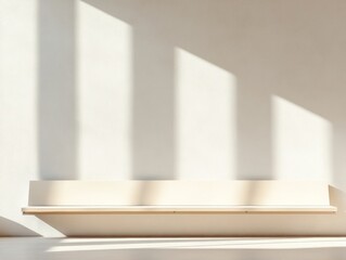 Fototapeta premium Minimalist Sunlit Benches Monochrome Play of Light and Shadow