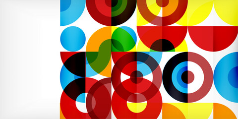 Fototapeta premium Minimal geometric abstract background. Circle square and triangle design. Trendy techno business template for wallpaper, banner, background or landing