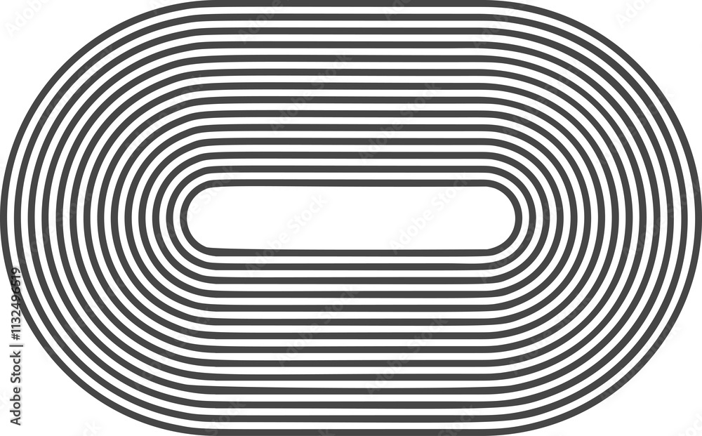 Wall mural abstract line pattern ellipse shape. retro geometric design element. oval organic figure. modern str