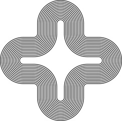 Abstract line pattern shape. Retro geometric design element. Wavy organic figure. Modern striped graphic for minimal poster. 70s aesthetic outline illustration