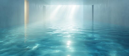 Obraz premium Serene indoor pool with sunbeams.
