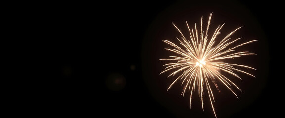 Fototapeta premium A detailed close-up of a firework illuminating the darkness with bright colors, set against a solid black background, generative ai