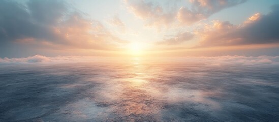 Fototapeta premium Peaceful sunset over a sea of clouds.