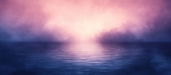 Obraz premium Misty lake at dawn with pink and blue hues reflecting light.