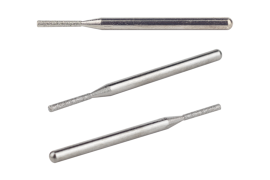 set of cutter for hand engraver and drill with diamond filings, isolated from background
