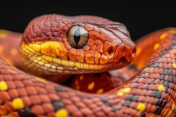 Fototapeta premium Green cat snake is a mildly venomous tree snake - generative ai. Beautiful simple AI generated image