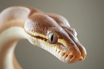 Fototapeta premium Potrait Trimeresurus erythrurus, commonly known as the red-tailed bamboo pit viper on a tree. Beautiful simple AI generated image
