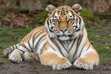 Obraz premium Portrait of a tiger - Generative AI. Beautiful simple AI generated image