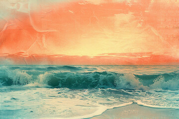 Naklejka premium AI generative vintage style picture of sea shore and amazing beach landscape