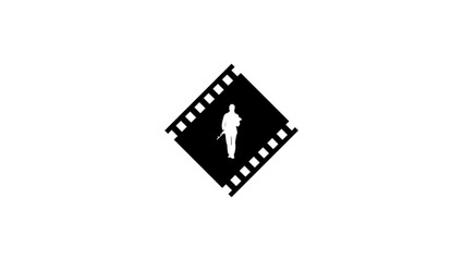 Action movie, black isolated silhouette