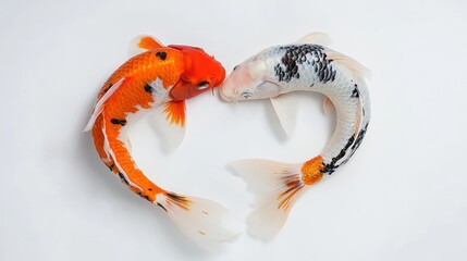 Two Koi Fish Forming a Heart