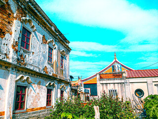 Obraz premium Shanhou Folk Culture Village in Kinmen, Taiwan-It's Kinmen's most iconic and best-preserved historic village. Chen jinglan's Western Style House Shanhou Folk Culture Village at Kinmen County