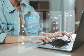 Complete an online survey Register with an online registration form Register a new user Complete an...
