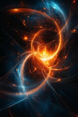 Obraz premium Abstract swirling light, fiery orange and cool blue.