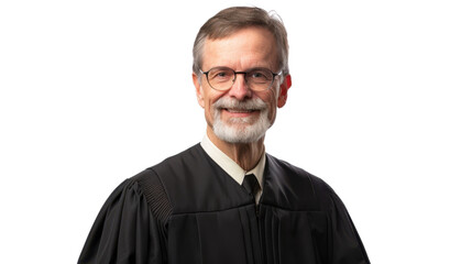American middle age male judge on white background

