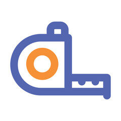 The image shows a simple stylized graphic of a blue laptop with a prominent orange circular element on its screen.