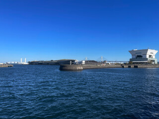 port and embankment in the Japanese city of Yokohama