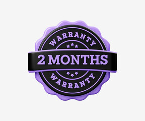 2 Months Warranty Badge 3D Illustration