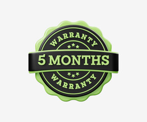 6 Months Warranty Badge 3D Illustration