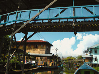 Phaung Daw Oo Pagoda, Inle lake, Shan state, Myanmar
Wooden floating houses on Inle Lake  in Shan,...