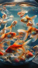 Radiant goldfish swimming gracefully through pristine glass bowl picture