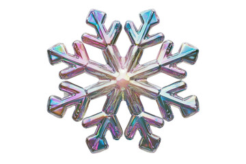 3d holographic snowflakes isolated on white or transparent background
