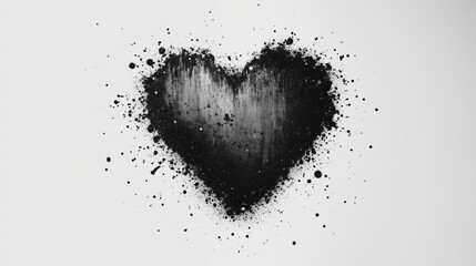 Stippled ink heart composed of tiny black dots, forming a textural, detailed, and artistic appearance, perfect for minimal or modern designs.	