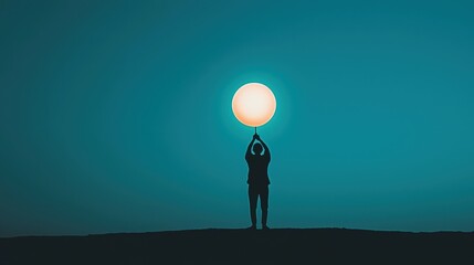 Obraz premium Illustration of a person holding a glowing orb representing knowledge