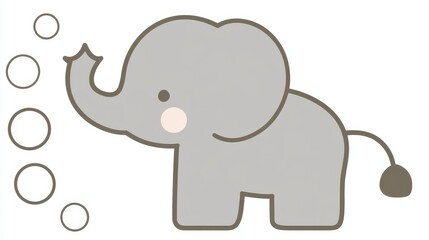 Obraz premium Cute cartoon elephant with playful bubbles in minimalist style