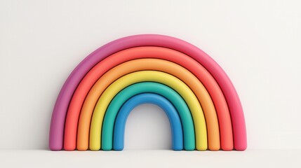 Obraz premium Colorful rainbow made of soft, curved shapes against a neutral background.