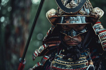 Fototapeta premium Japanese warrior portrait made with ai generative