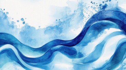 Abstract wave watercolor background in blue colors