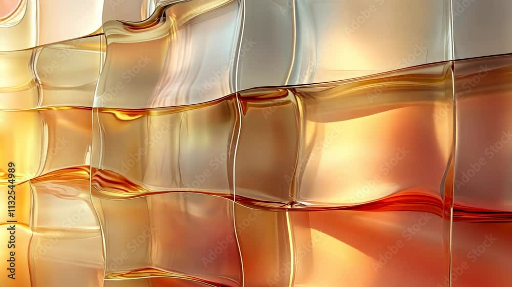 Poster flowing amber waves create mesmerizing patterns in a warm light display inspired by nature's texture