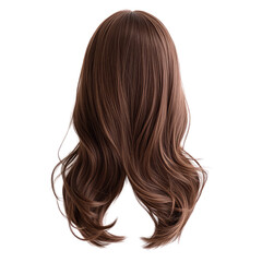 Human hair wig isolated on white or transparent background