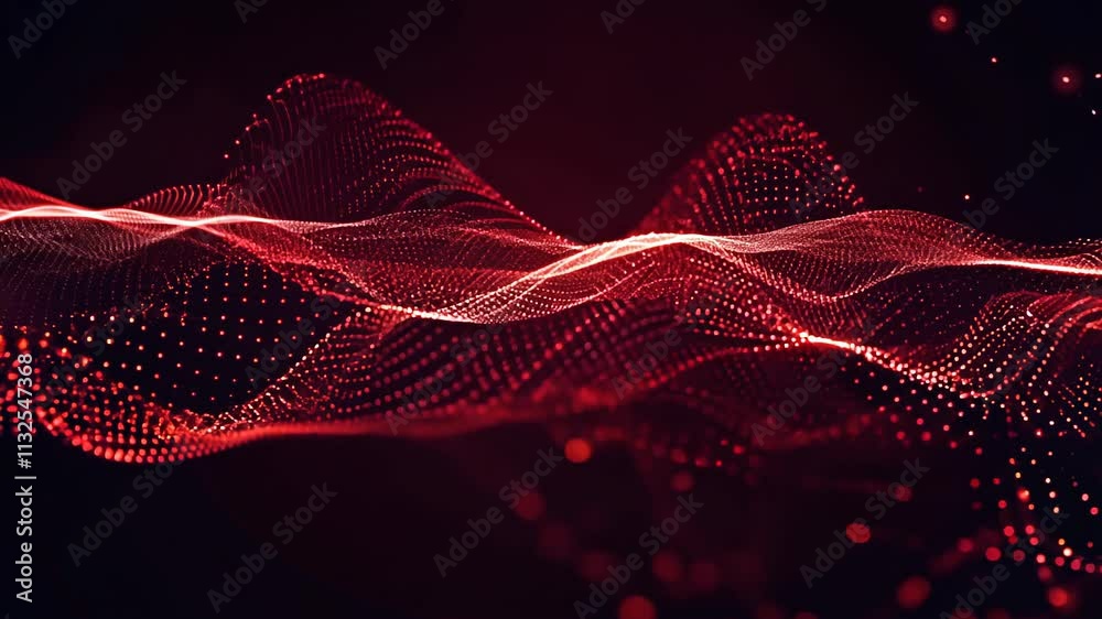 Poster waves of vibrant red light pulse in mesmerizing patterns, creating a stunning visual experience in a