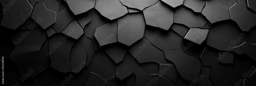 Poster delicate geometric patterns on a black matte background create an elegant visual texture