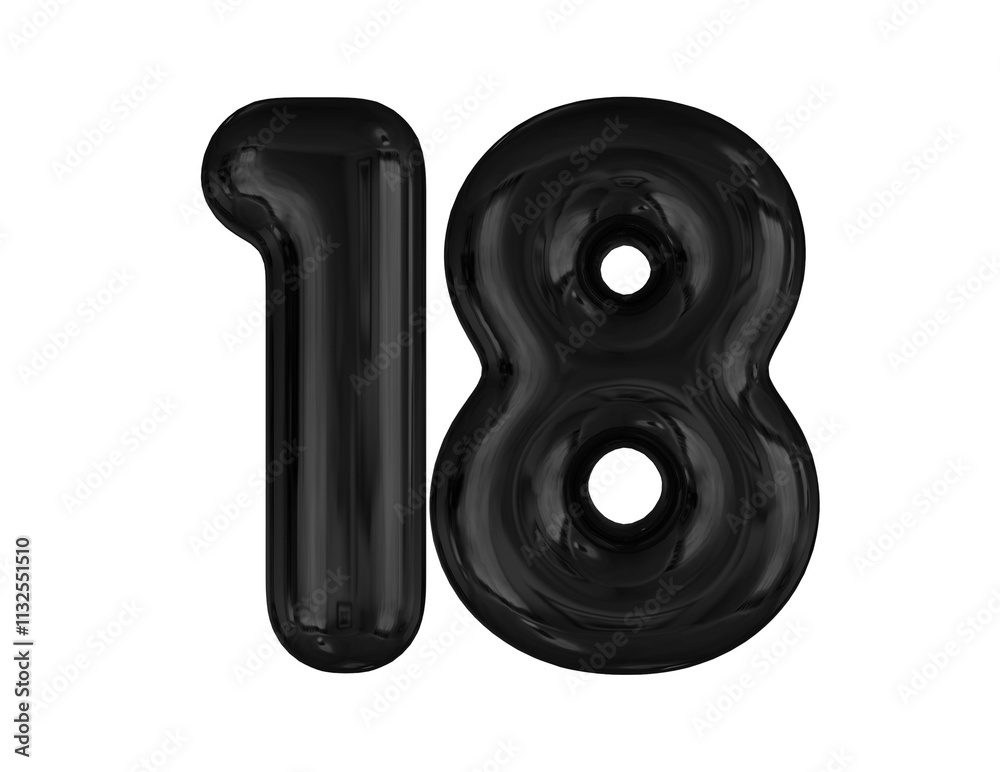 Poster Black Balloon Number 18