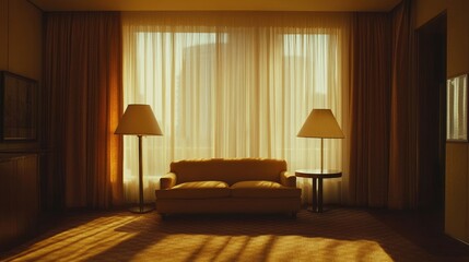 Obraz premium Serene Interior of Modern Living Space with Warm Natural Light