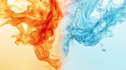 Fototapeta premium Hot and cold water mixing together creating abstract shapes