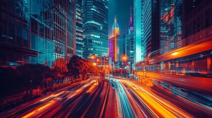 Obraz premium Global finance hubs, with vibrant cityscapes, stock exchange buildings, and bustling financial districts