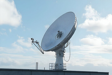 Satellite Dish Captures Signals,  Transmitting Data Globally