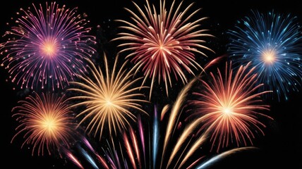 Obraz premium Elegant Fireworks Celebration Background for Festive Banner Design